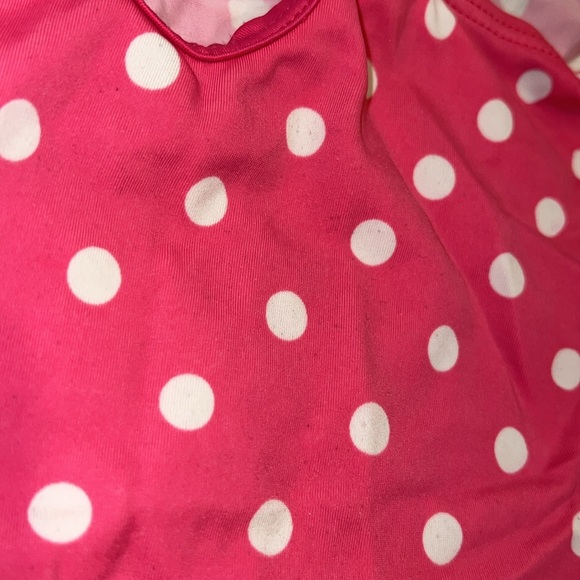 Girls one piece Gymboree swimsuit with flower and bow details and polka dots - Picture 4 of 5